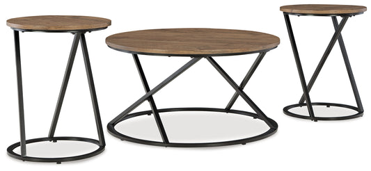 Myers Furniture Outlet - Ashley Furniture - Cassbryn Table (Set of 3) - Occasional Table Set (3/CN) / Brown/Black - T152-13