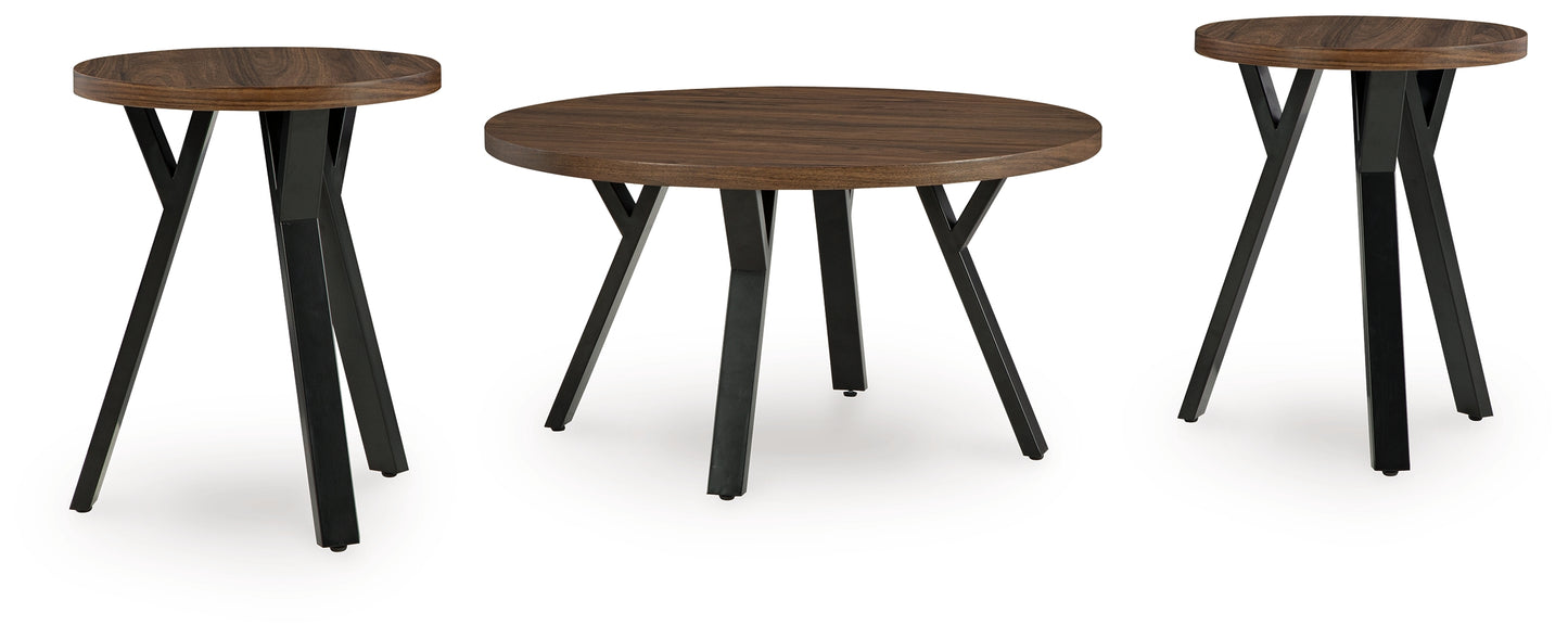 Myers Furniture Outlet - Ashley Furniture - Elbrynn Table (Set of 3) - Occasional Table Set (3/CN) / Brown/Black - T153-13
