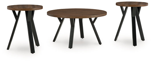 Myers Furniture Outlet - Ashley Furniture - Elbrynn Table (Set of 3) - Occasional Table Set (3/CN) / Brown/Black - T153-13