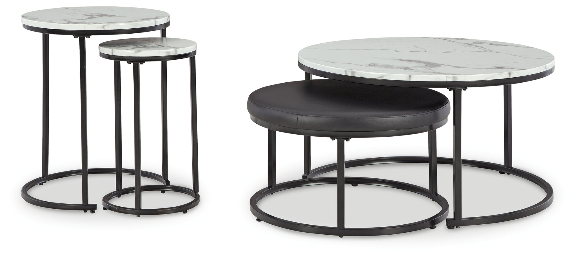 Myers Furniture Outlet - Ashley Furniture - Jusmour Table (Set of 4) - Occasional Nesting TBL (4/CN) / Black/White - T161-14