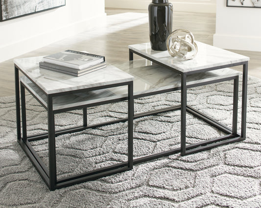 Myers Furniture Outlet - Ashley Furniture - Donnesta Table (Set of 3) - Occasional Table Set (3/CN) / Gray/Black - T182-13