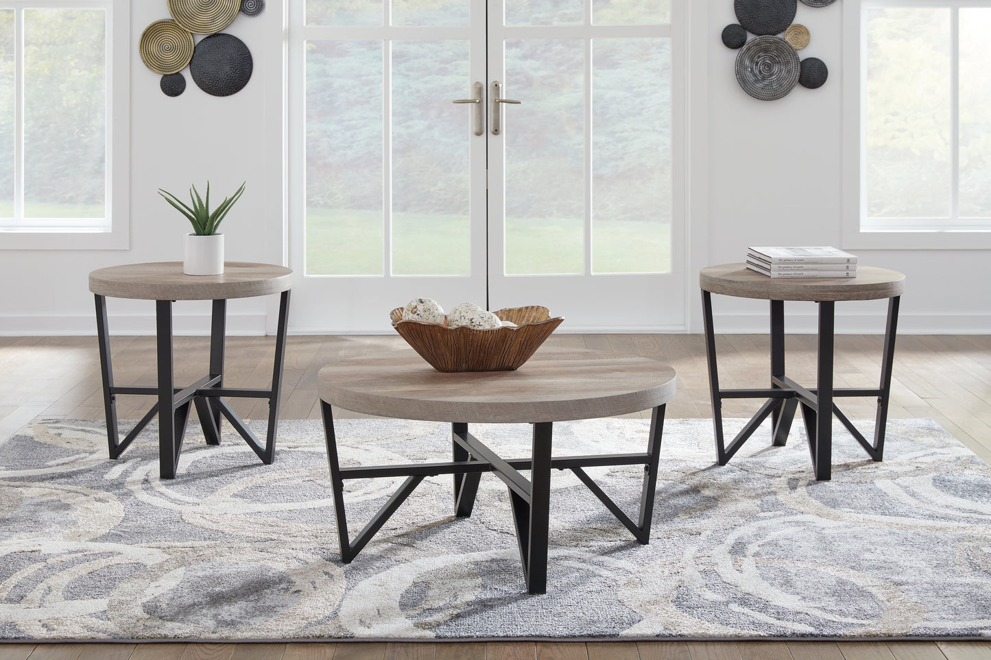Myers Furniture Outlet - Ashley Furniture - Deanlee Table (Set of 3) - Occasional Table Set (3/CN) / Grayish Brown/Black - T235-13