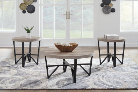 Myers Furniture Outlet - Ashley Furniture - Deanlee Table (Set of 3) - Occasional Table Set (3/CN) / Grayish Brown/Black - T235-13