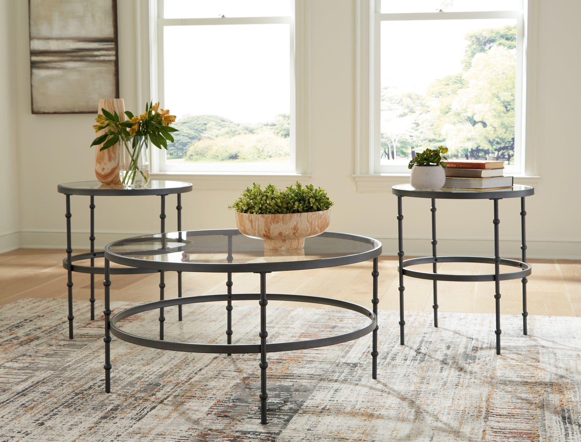 Myers Furniture Outlet - Ashley Furniture - Kellyco Table (Set of 3) - Occasional Table Set (3/CN) / Gunmetal - T246-13