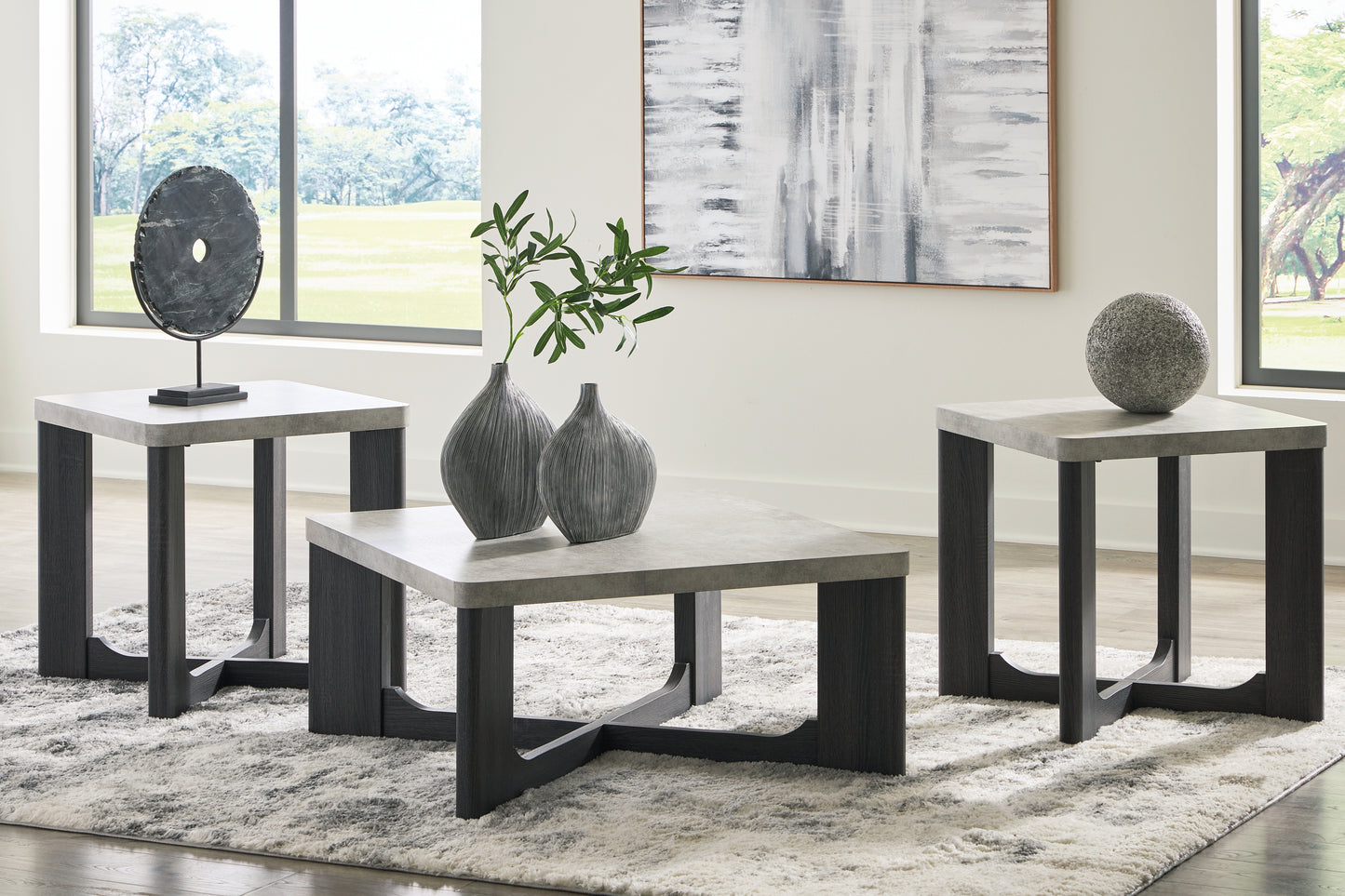 Myers Furniture Outlet - Ashley Furniture - Sharstorm Table (Set of 3) - Occasional Table Set (3/CN) / Two-tone Gray - T251-13