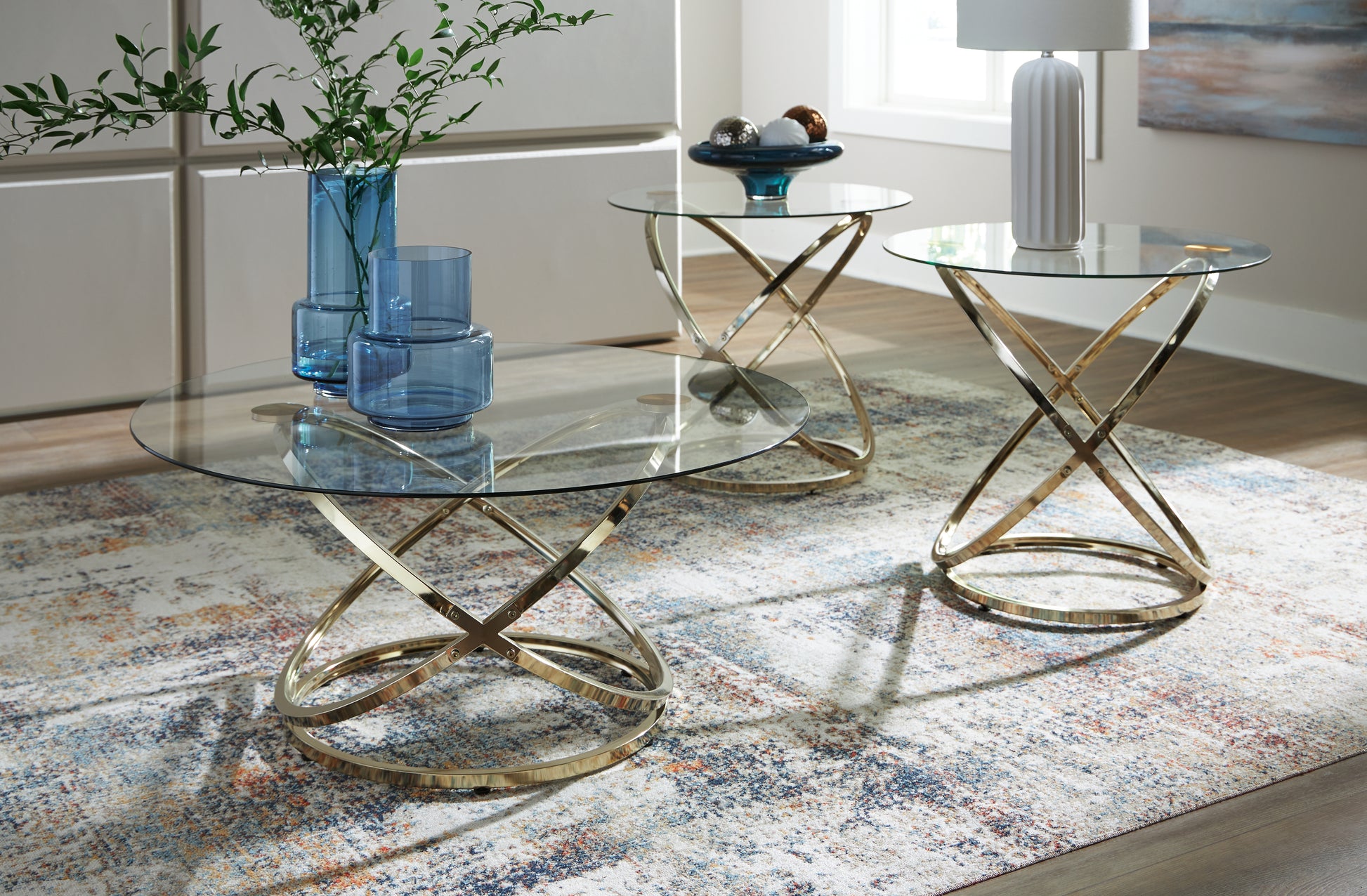 Myers Furniture Outlet - Ashley Furniture - Crimonti Table (Set of 3) - Occasional Table Set (3/CN) / Champagne - T273-13