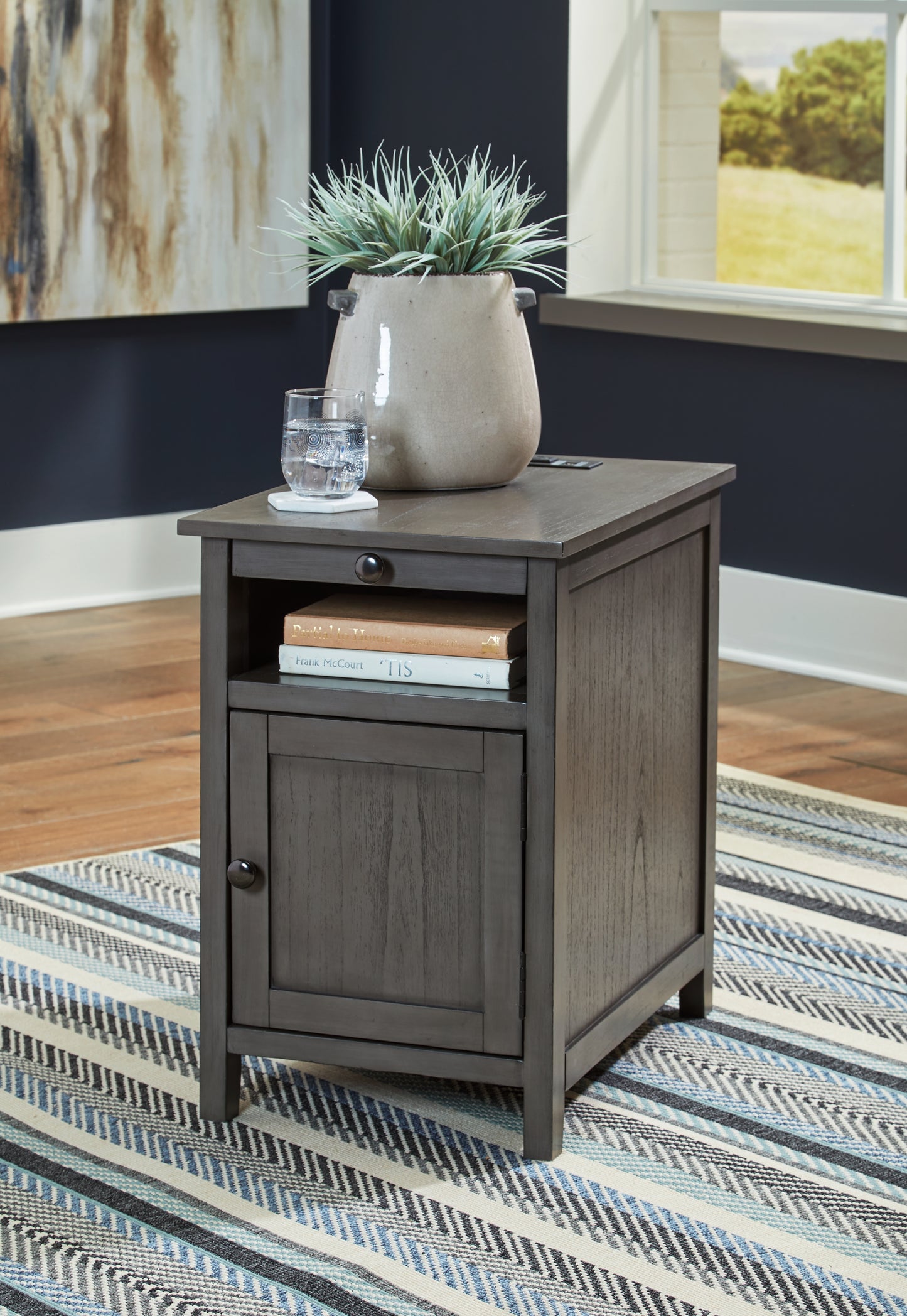 Myers Furniture Outlet - Ashley Furniture - Treytown Chairside End Table - Chair Side End Table / Gray - T300-317