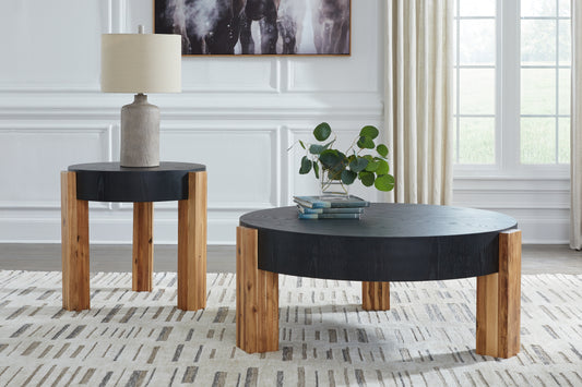 Myers Furniture Outlet - Ashley Furniture - Breenmore Table (Set of 2) - Occasional Table Set (Set of 2) / Black/Natural - T322-12