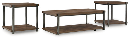 Myers Furniture Outlet - Ashley Furniture - Trindwick Table (Set of 3) - Occasional Table Set (3/CN) / Brown/Gun Metal - T381-13