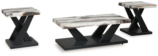 Myers Furniture Outlet - Ashley Furniture - Cendill Table (Set of 3) - Occasional Table Set (3/CN) / Dark Brown/White/Black - T403-13