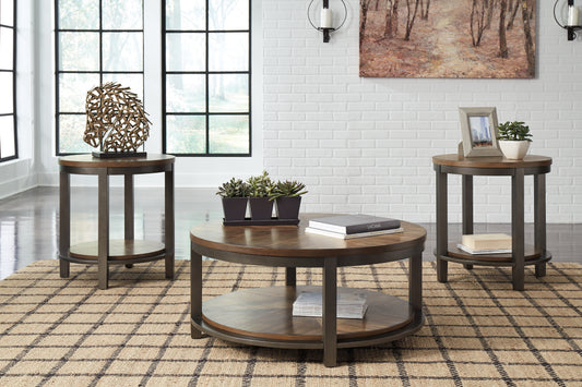 Myers Furniture Outlet - Ashley Furniture - Roybeck Table (Set of 3) - Occasional Table Set (3/CN) / Light Brown/Bronze - T411-13