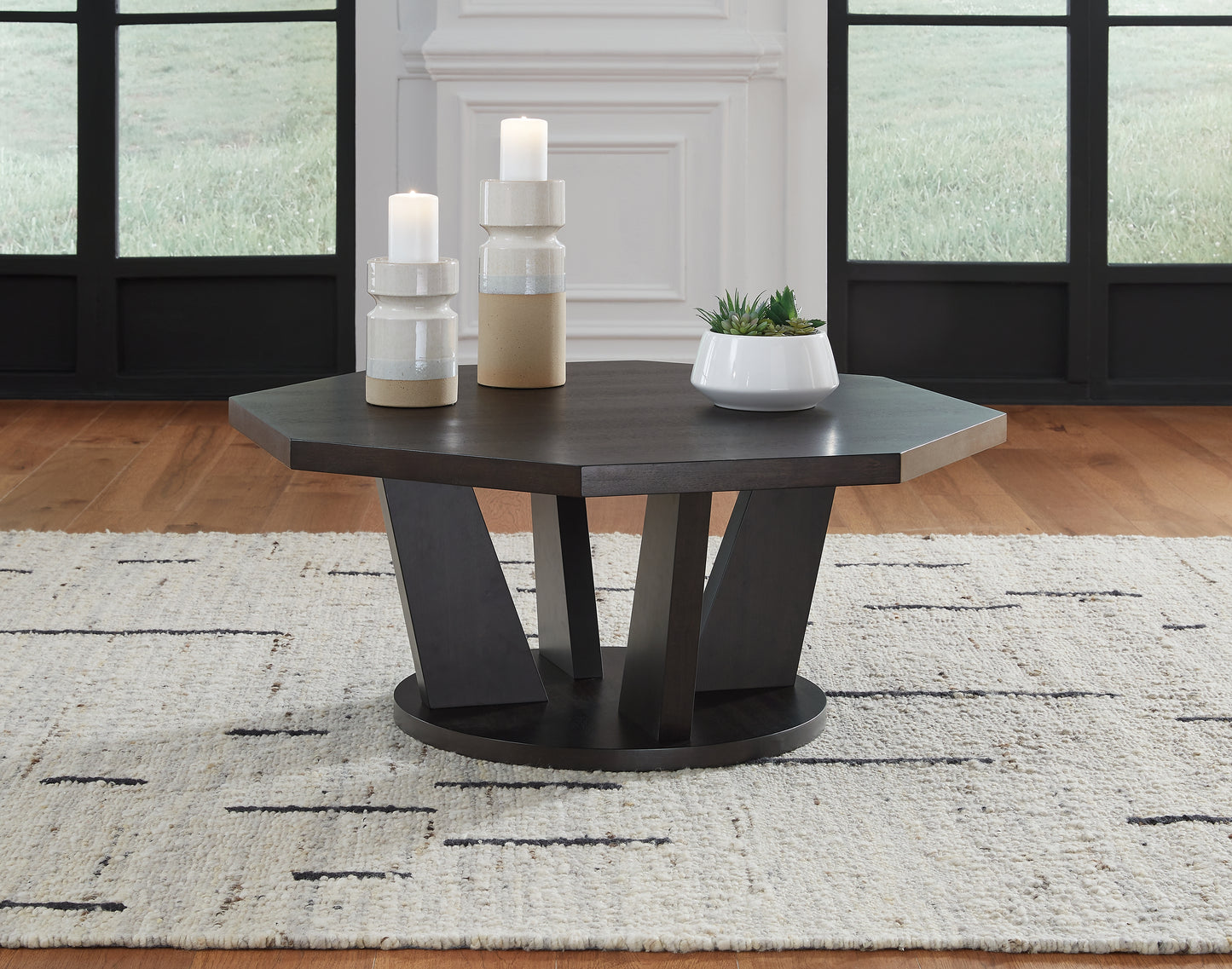 Myers Furniture Outlet - Ashley Furniture - Chasinfield Coffee Table - Octagon Cocktail Table / Dark Brown - T458-8
