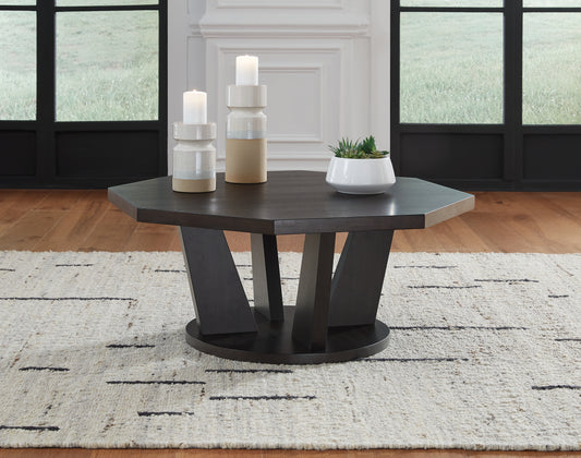 Myers Furniture Outlet - Ashley Furniture - Chasinfield Coffee Table - Octagon Cocktail Table / Dark Brown - T458-8