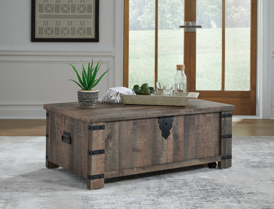 Myers Furniture Outlet - Ashley Furniture - Hollum Lift-Top Coffee Table - Lift Top Cocktail Table / Rustic Brown - T466-9
