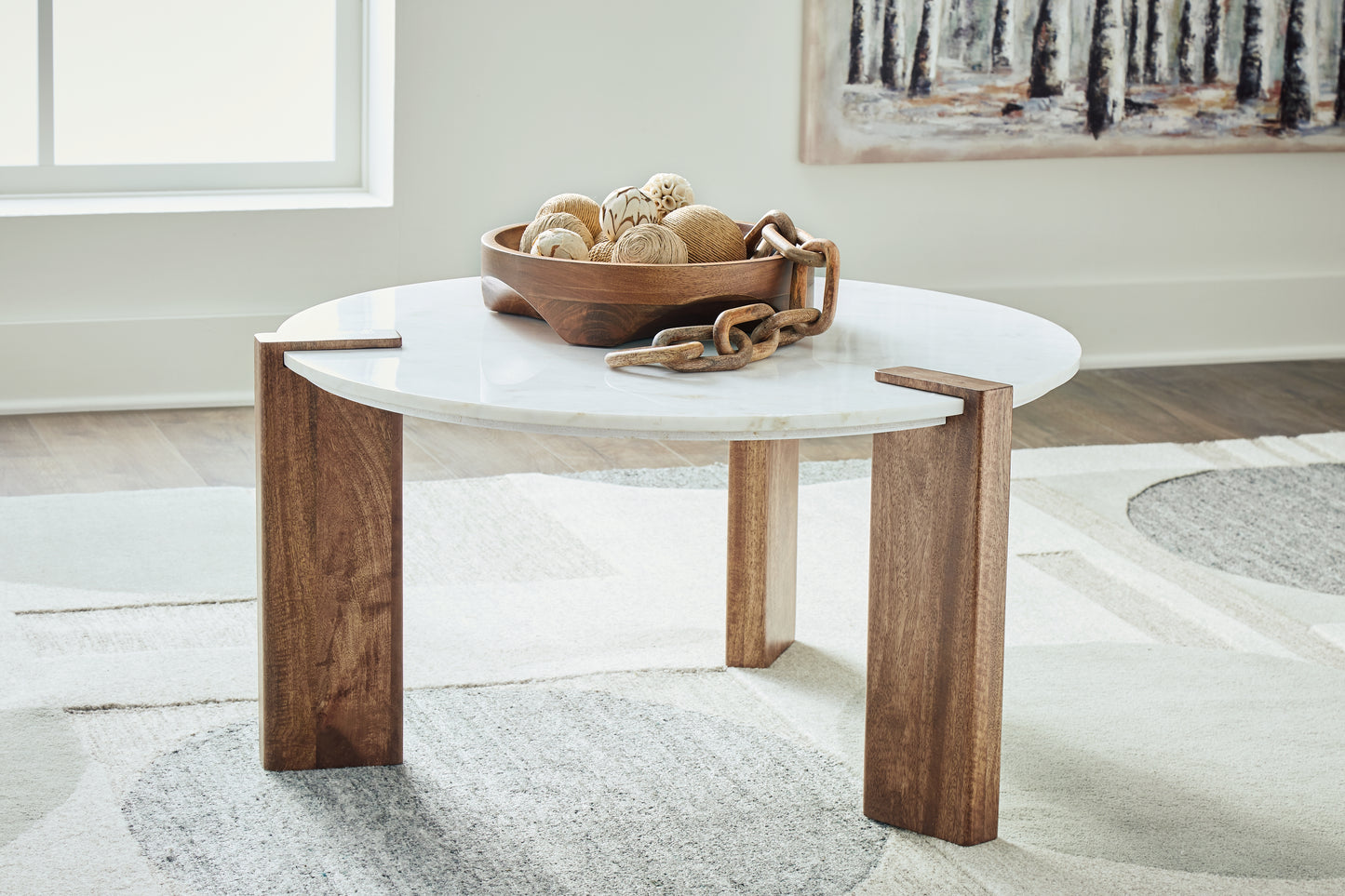 Myers Furniture Outlet - Ashley Furniture - Isanti Coffee Table - Rectangular Cocktail Table / Light Brown/White - T662-1