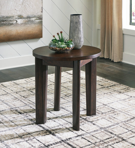 Myers Furniture Outlet - Ashley Furniture - Korestone 2 End Table - Round End Table / Dark Brown - T657-6