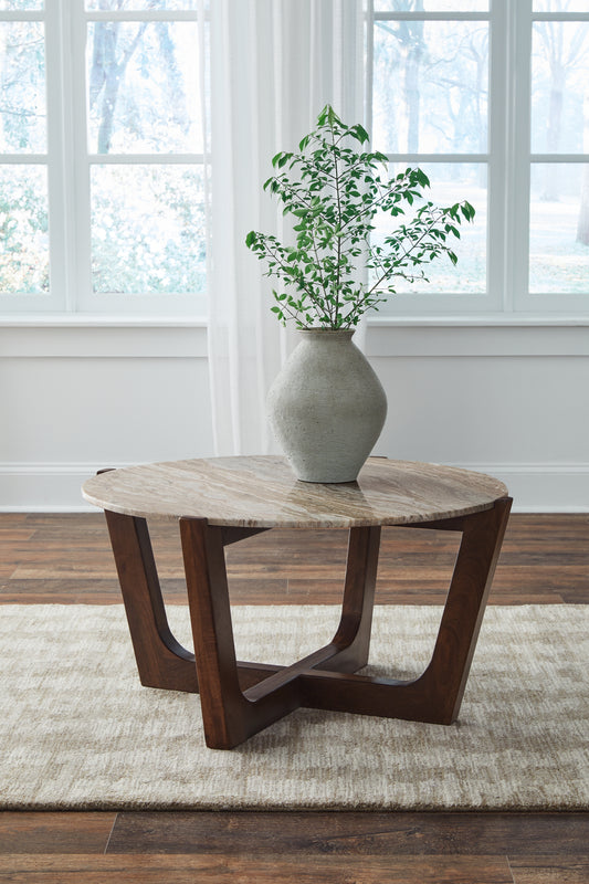 Myers Furniture Outlet - Ashley Furniture - Tanidore Coffee Table - Round Cocktail Table / Warm Brown - T667-8