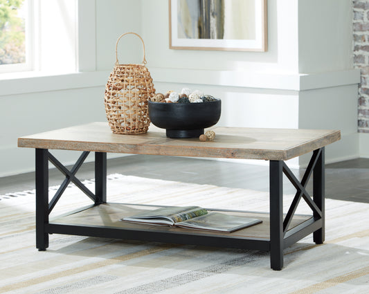Myers Furniture Outlet - Ashley Furniture - Bristenfort Coffee Table - Rectangular Cocktail Table / Brown/Black - T685-1