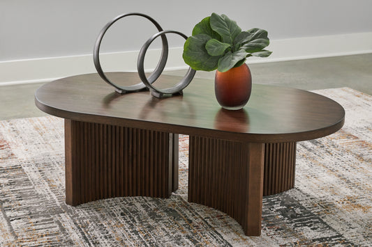 Myers Furniture Outlet - Ashley Furniture - Korestone Coffee Table - Rectangular Cocktail Table / Dark Brown - T438-1