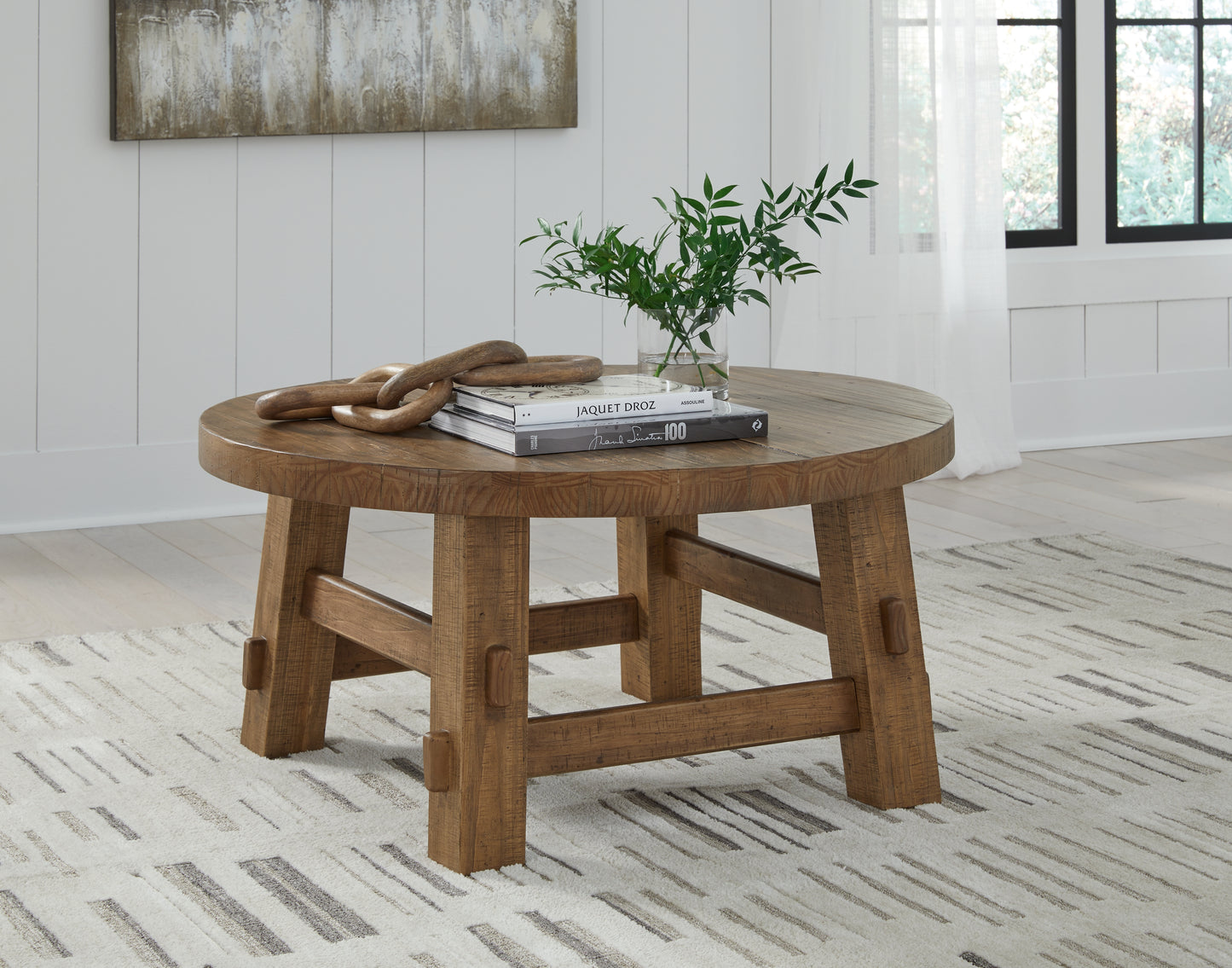 Myers Furniture Outlet - Ashley Furniture - Mackifeld Coffee Table - Round Cocktail Table / Warm Brown - T724-8