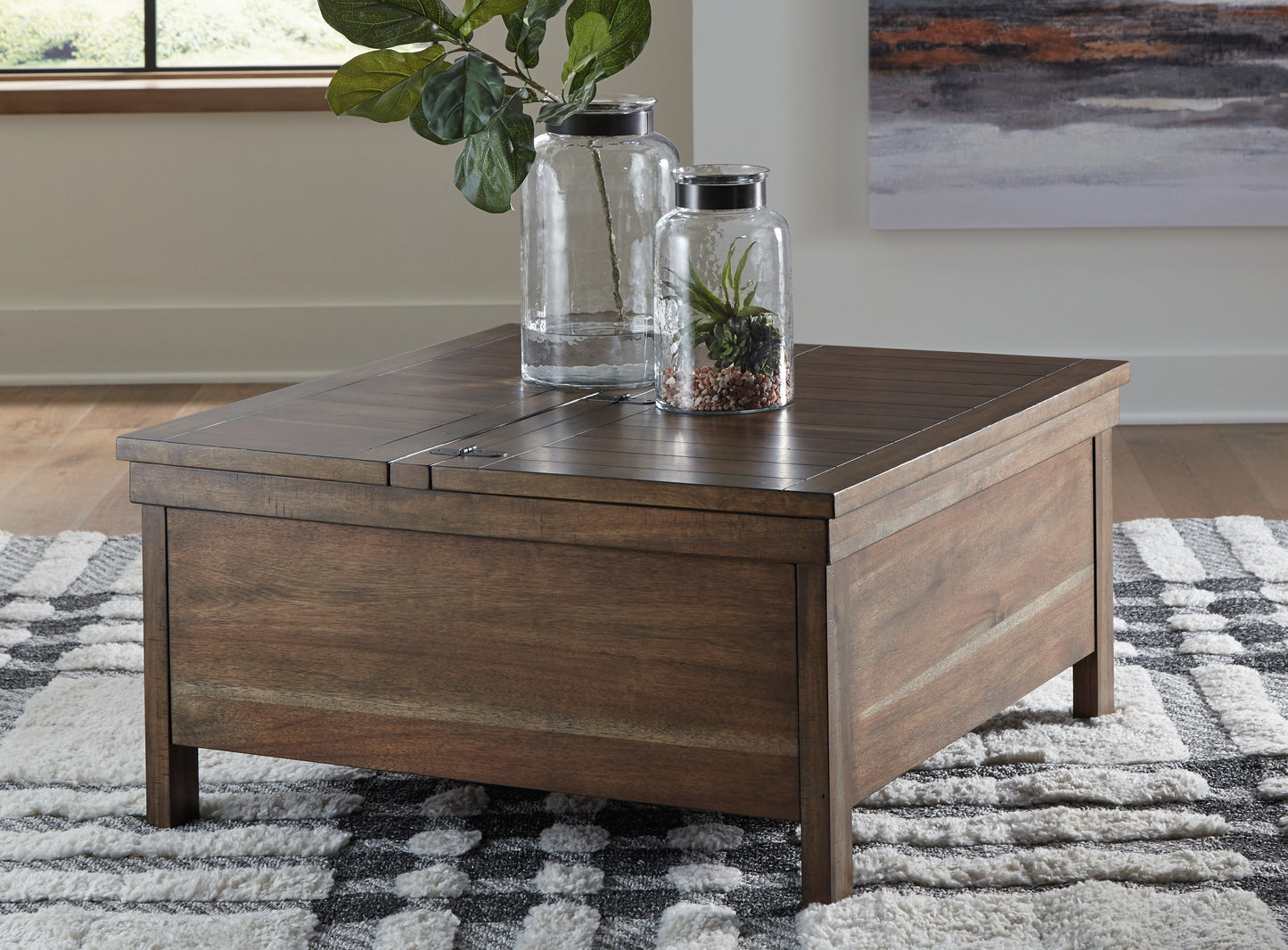 Myers Furniture Outlet - Ashley Furniture - Moriville Lift-Top Coffee Table - Lift Top Cocktail Table / Grayish Brown - T731-9