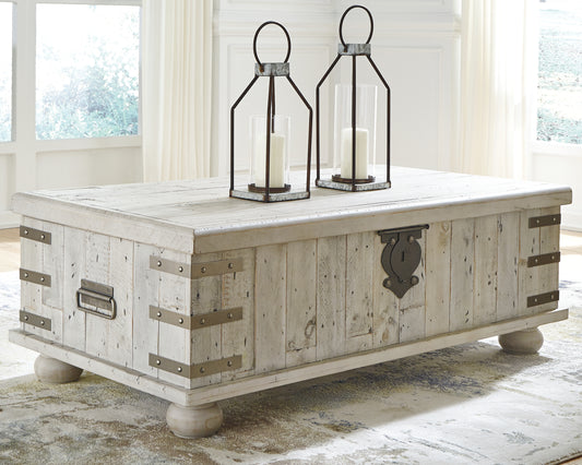 Myers Furniture Outlet - Ashley Furniture - Carynhurst Coffee Table with Lift Top - Lift Top Cocktail Table / White Wash Gray - T757-9