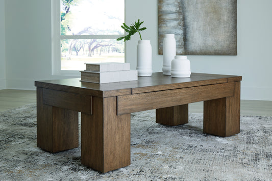 Myers Furniture Outlet - Ashley Furniture - Rosswain Lift-Top Coffee Table - Lift Top Cocktail Table / Warm Brown - T763-9