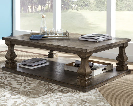 Myers Furniture Outlet - Ashley Furniture - Johnelle Coffee Table - Rectangular Cocktail Table / Gray - T776-1