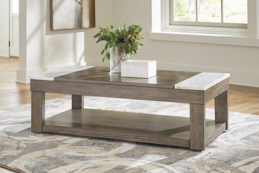 Myers Furniture Outlet - Ashley Furniture - Loyaska Lift-Top Coffee Table - Lift Top Cocktail Table / Grayish Brown/White - T854-9