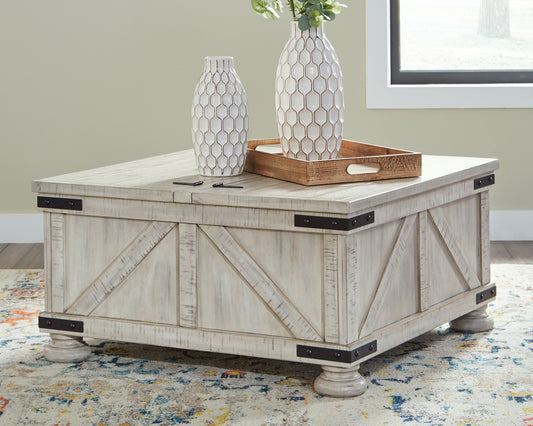 Myers Furniture Outlet - Ashley Furniture - Carynhurst Coffee Table - Cocktail Table with Storage / Whitewash - T929-20