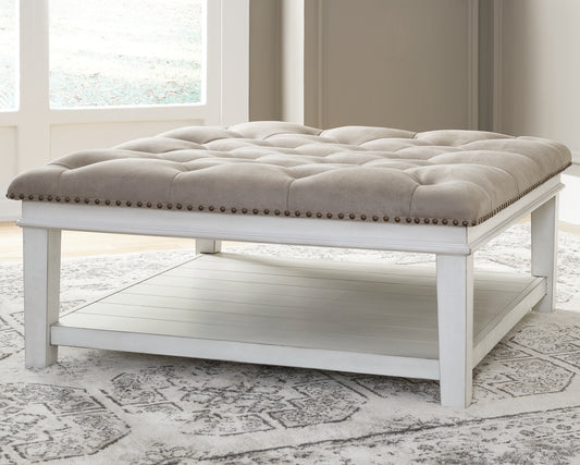 Myers Furniture Outlet - Ashley Furniture - Kanwyn Upholstered Ottoman Coffee Table - UPH Ottoman Cocktail Table / Whitewash - T937-21