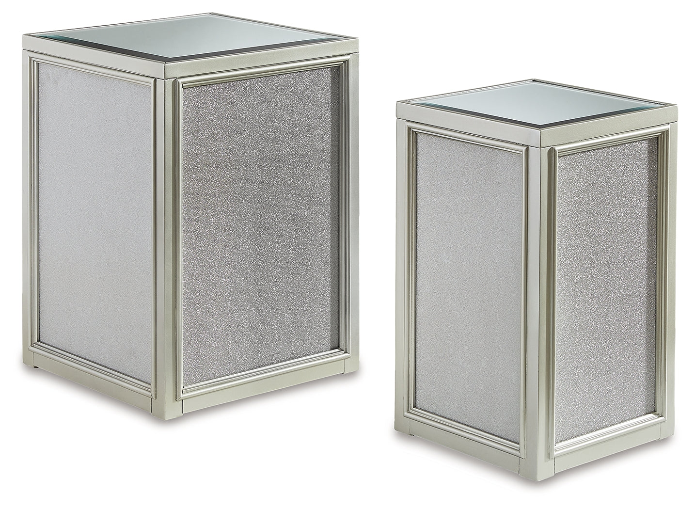Myers Furniture Outlet - Ashley Furniture - Traleena Nesting End Table (Set of 2) - Nesting End Tables (Set of 2) / Silver Finish - T957-16