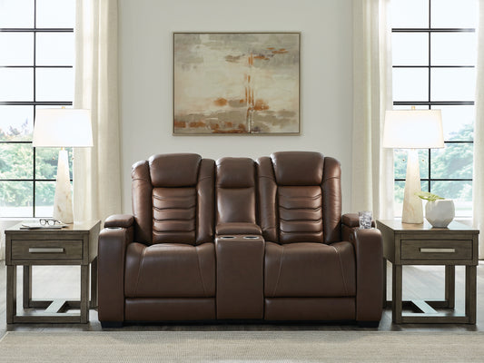 Myers Furniture Outlet - Ashley Furniture - High Impact Living Room - PWR REC Loveseat/CON/ADJ HDRST / Tobacco - U1060118