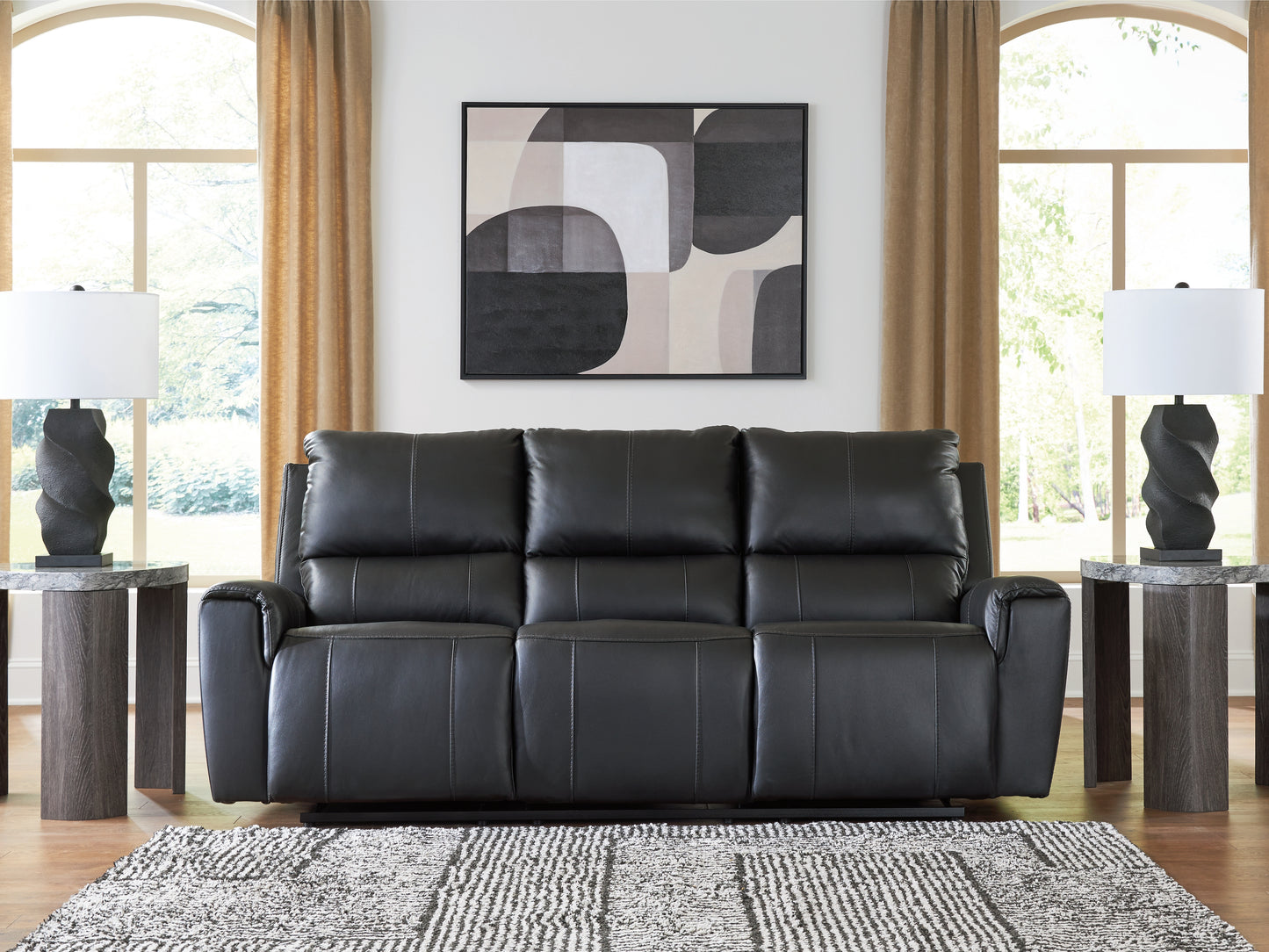 Myers Furniture Outlet - Ashley Furniture - Glossmore Living Room - Reclining Sofa / Black - PCU1170088