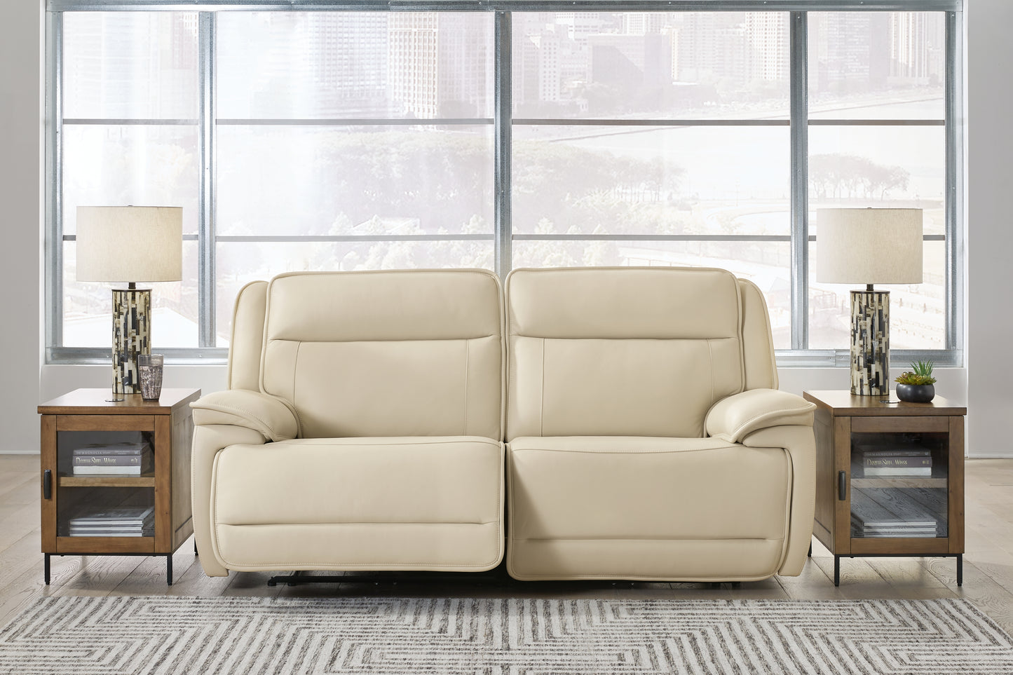 Myers Furniture Outlet - Ashley Furniture - Double Deal Sectional - 2-Piece Power Reclining Loveseat Sectional / Almond - U13001S3