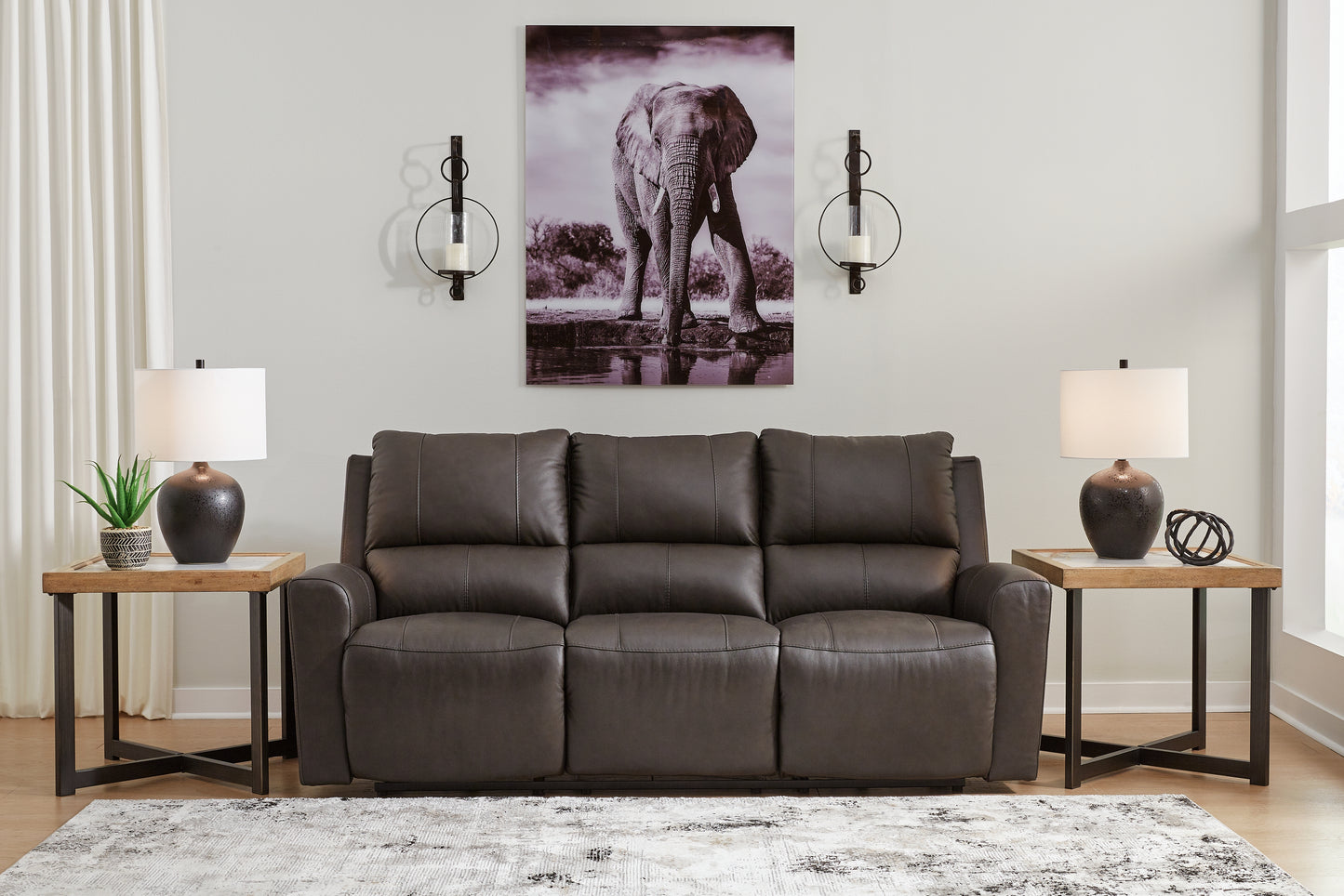 Myers Furniture Outlet - Ashley Furniture - Boxmere Living Room - Reclining Power Sofa / Storm - U1310087