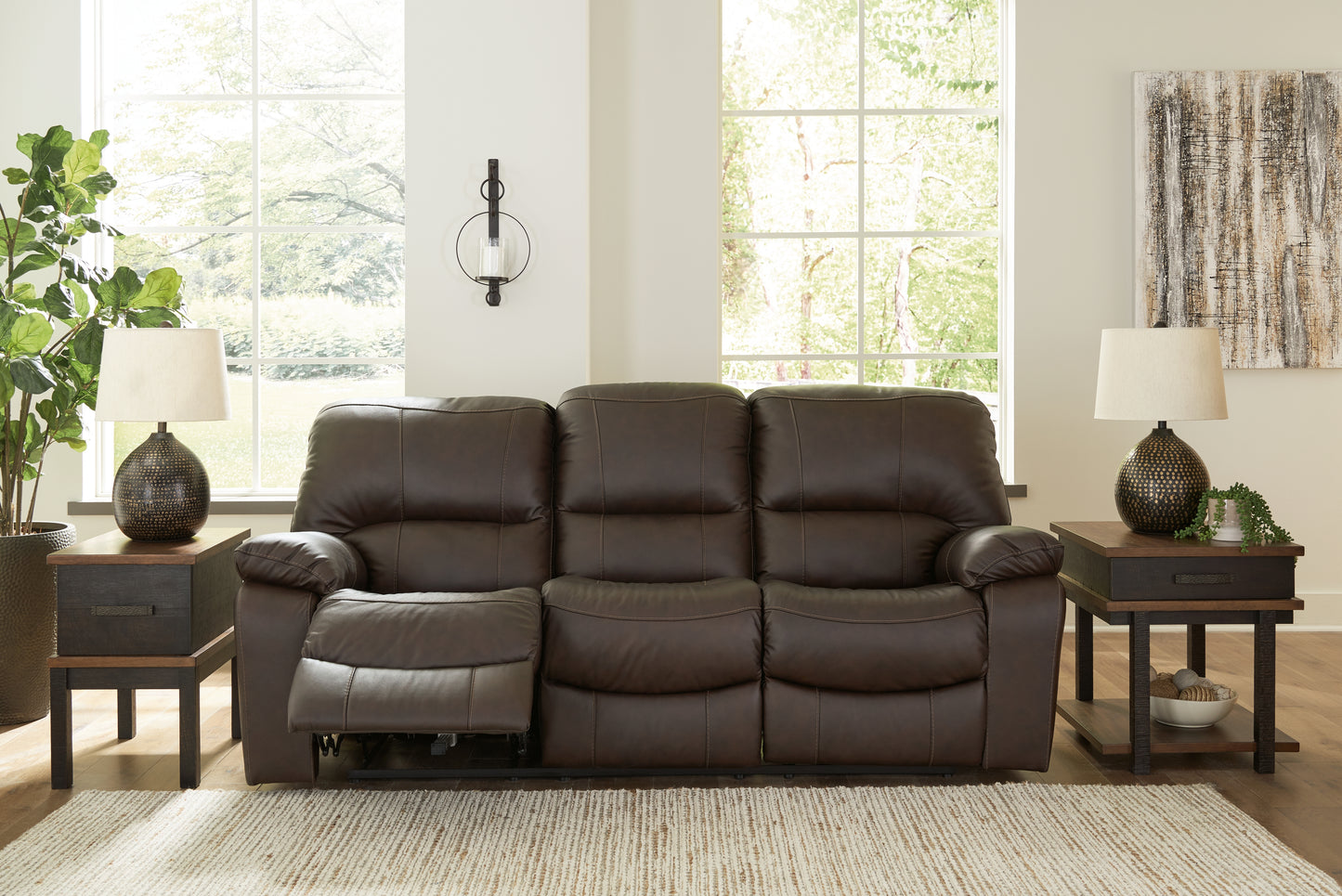 Myers Furniture Outlet - Ashley Furniture - Leesworth Living Room - Reclining Power Sofa / Dark Brown - U4380887