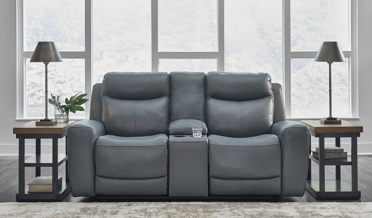 Myers Furniture Outlet - Ashley Furniture - Mindanao Living Room - PWR REC Loveseat/CON/ADJ HDRST / Steel - U5950418