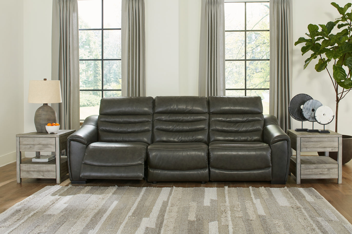 Myers Furniture Outlet - Ashley Furniture - Center Line Sectional - 3-Piece Power Reclining Sectional Sofa / Dark Gray - U63404S5