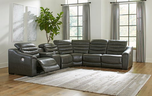 Myers Furniture Outlet - Ashley Furniture - Center Line Sectional - 7-Piece Power Reclining Sectional / Dark Gray - U63404S7
