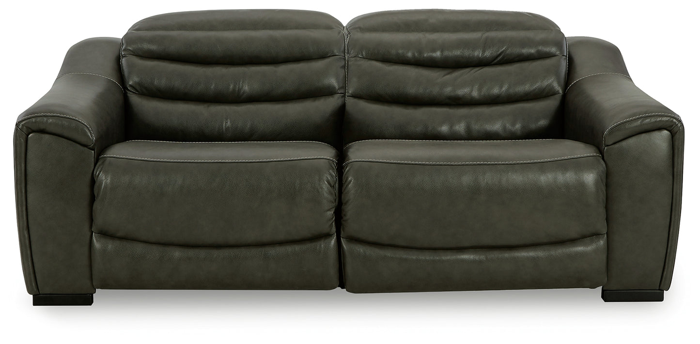 Myers Furniture Outlet - Ashley Furniture - Center Line Sectional - 2-Piece Power Reclining Sectional Loveseat / Dark Gray - U63404S1