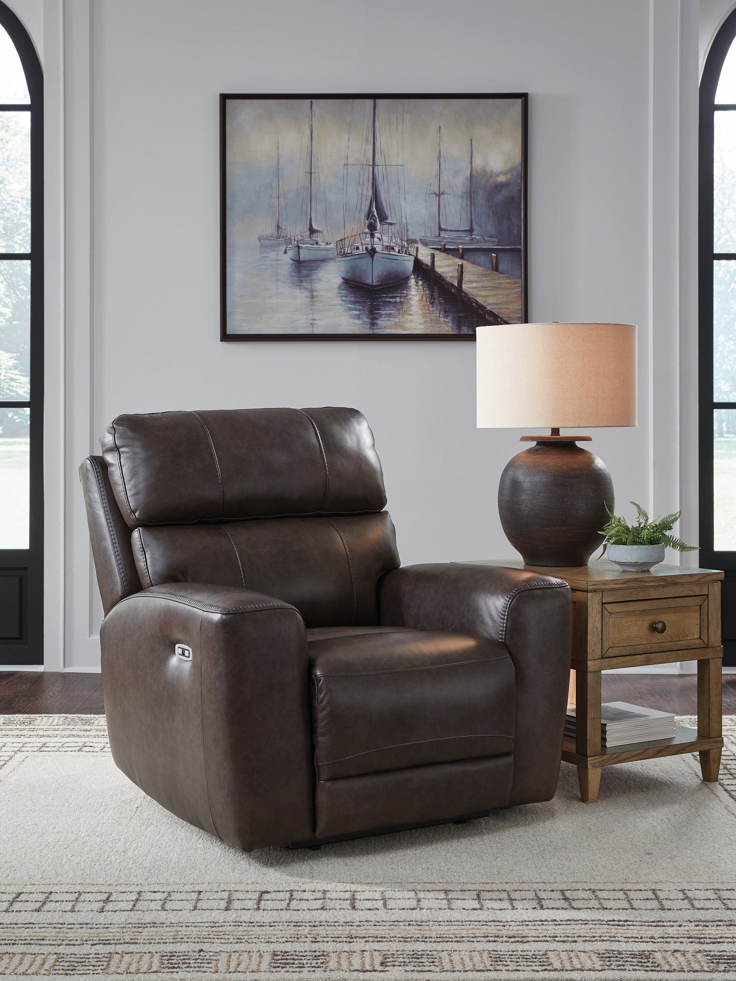 Myers Furniture Outlet - Ashley Furniture - Crossplex Living Room - PWR Recliner/ADJ Headrest / Smoke - PCU6450613