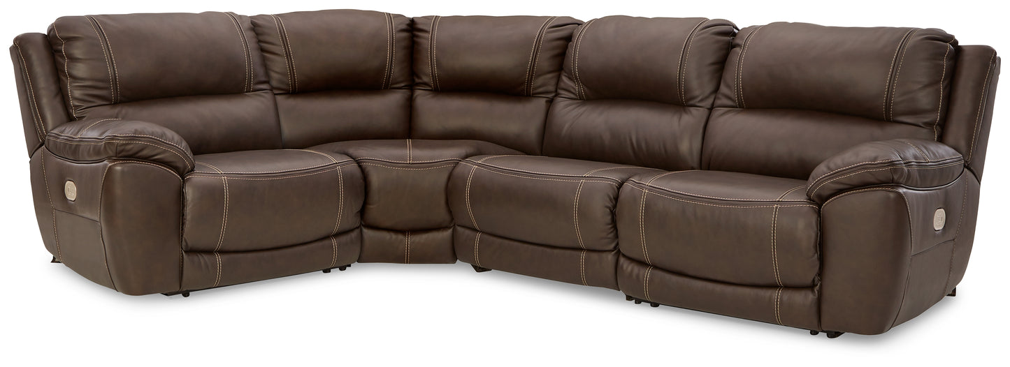Myers Furniture Outlet - Ashley Furniture - Dunleith Sectional - 4-Piece Power Reclining Sectional / Chocolate - U71604S6