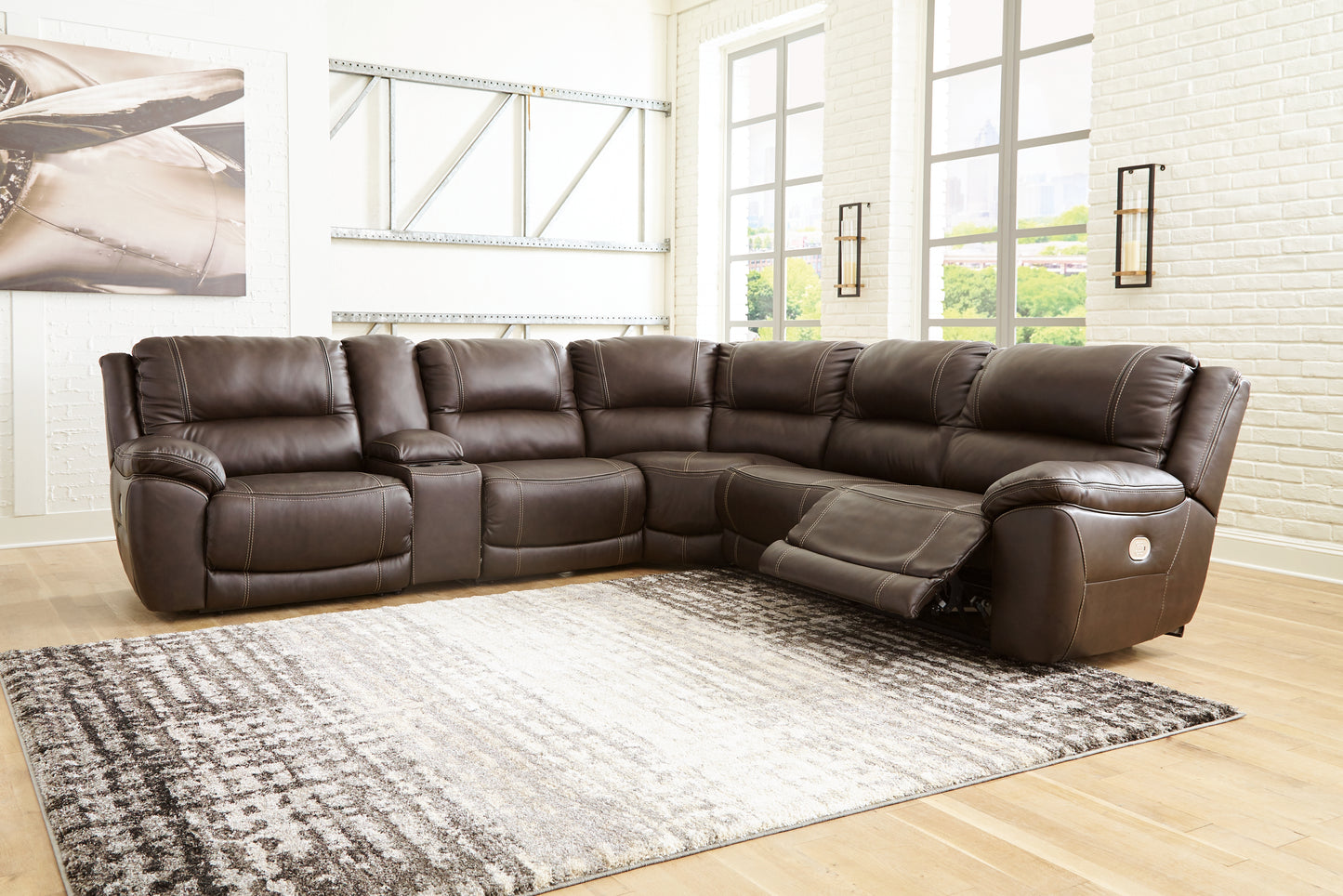Myers Furniture Outlet - Ashley Furniture - Dunleith Sectional - 2-Piece Power Reclining Sectional Loveseat / Chocolate - U71604S3