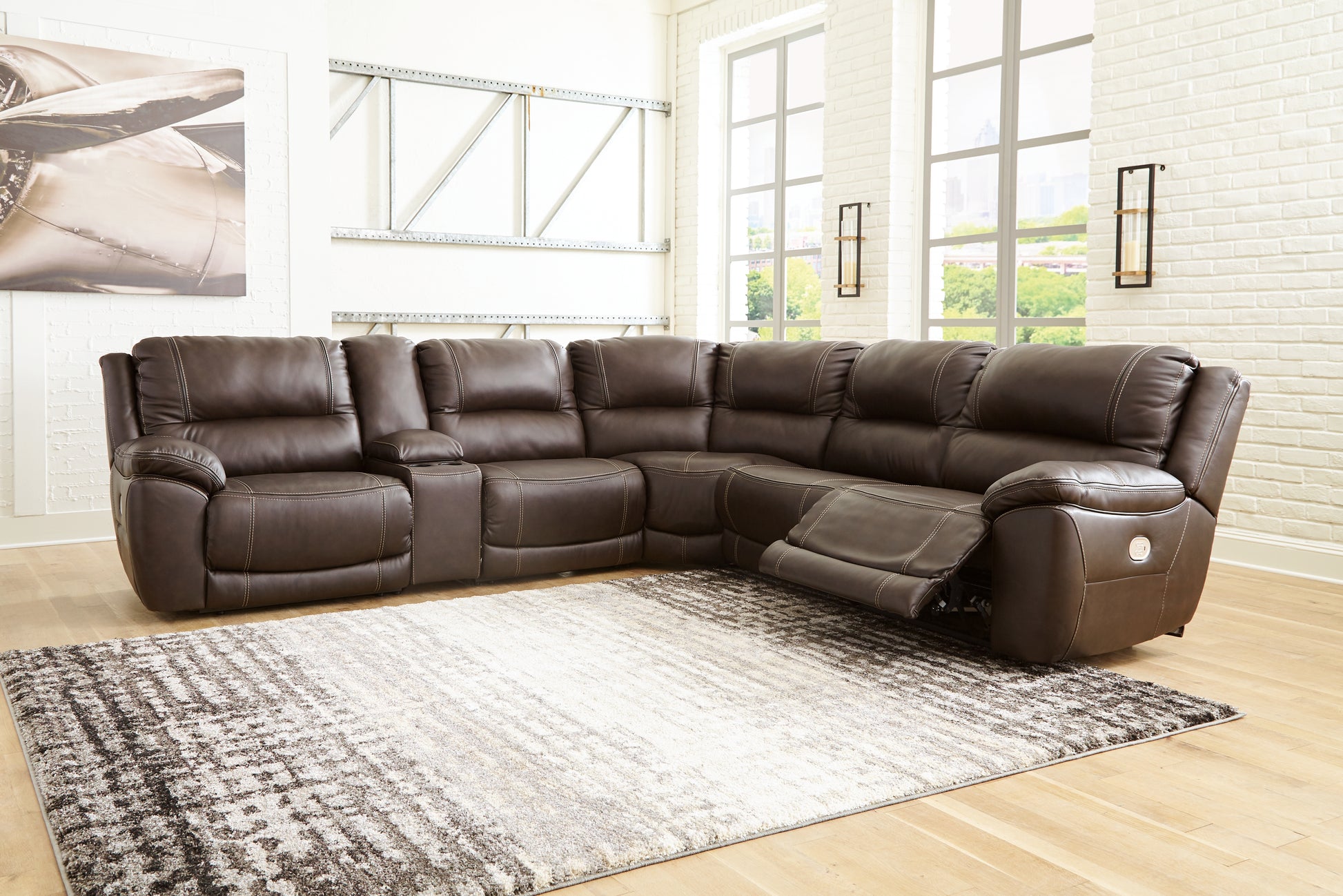 Myers Furniture Outlet - Ashley Furniture - Dunleith Sectional - 2-Piece Power Reclining Sectional Loveseat / Chocolate - U71604S3