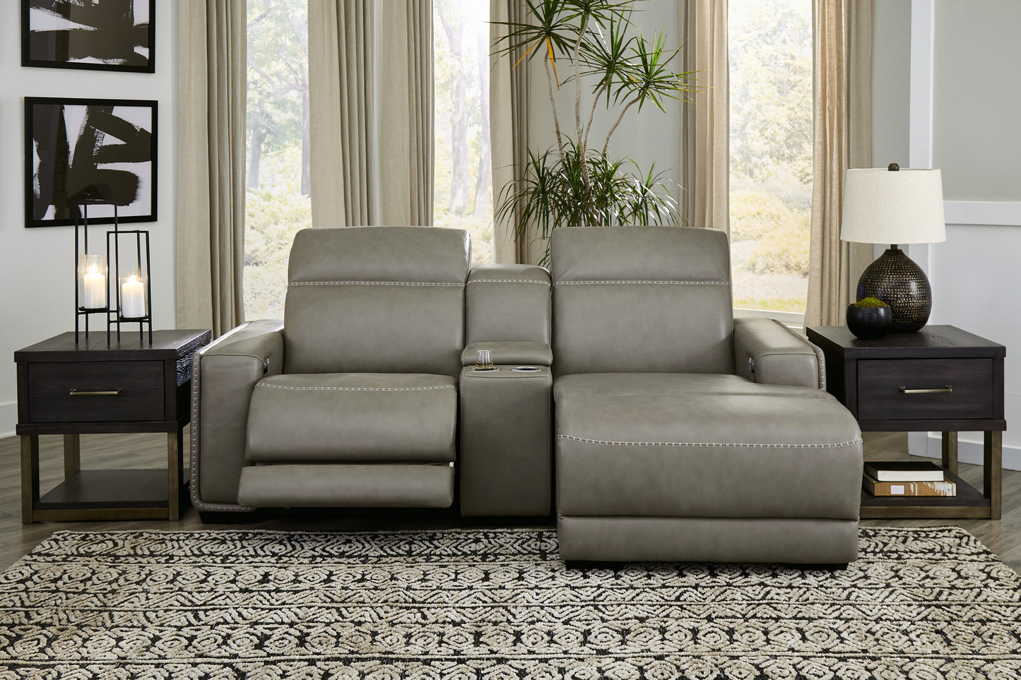 Myers Furniture Outlet - Ashley Furniture - Correze Sectional - 3-Piece Power Reclining Sectional with Chaise / Gray - U94202S11
