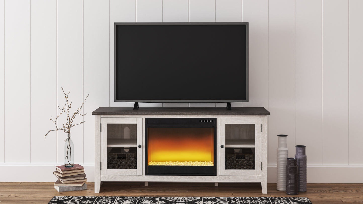 Myers Furniture Outlet - Ashley Furniture - Dorrinson 60" TV Stand with Electric Fireplace - 60" TV Stand with Electric Fireplace / Two-tone - W287W2