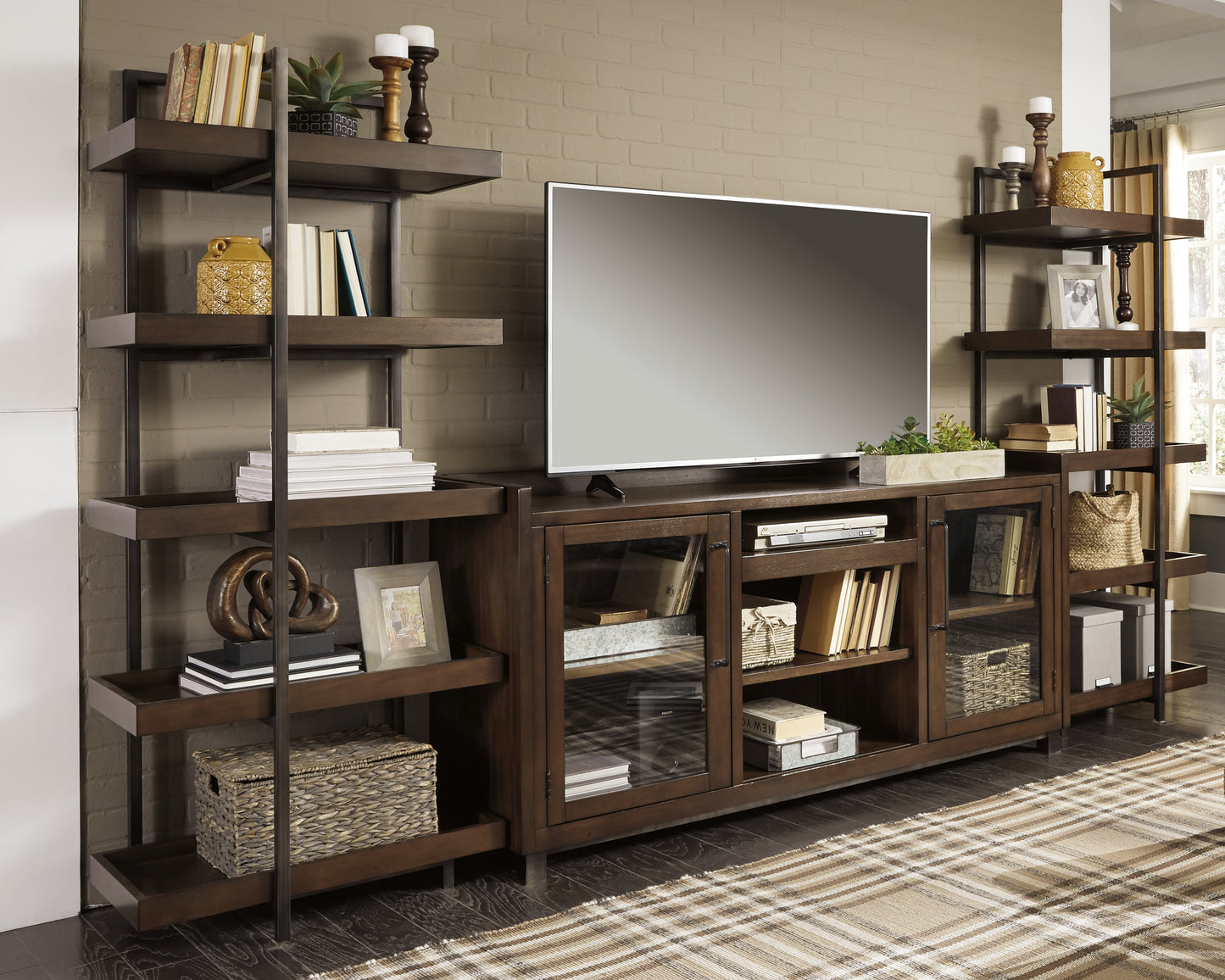 Myers Furniture Outlet - Ashley Furniture - Starmore Entertainment Center - Left or Right Pier / Brown/Gunmetal - W633-34