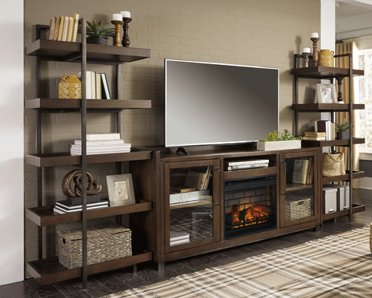 Myers Furniture Outlet - Ashley Furniture - Starmore 3-Piece Wall Unit with Electric Fireplace - 3-Piece Wall Unit with Electric Fireplace / Brown/Gunmetal - W633W6