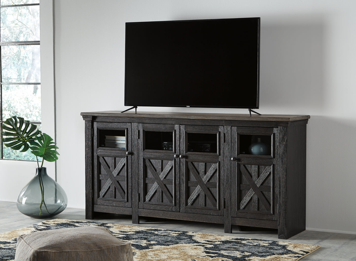 Myers Furniture Outlet - Ashley Furniture - Tyler Creek 74" TV Stand - 74" / Black/Gray - W736-68